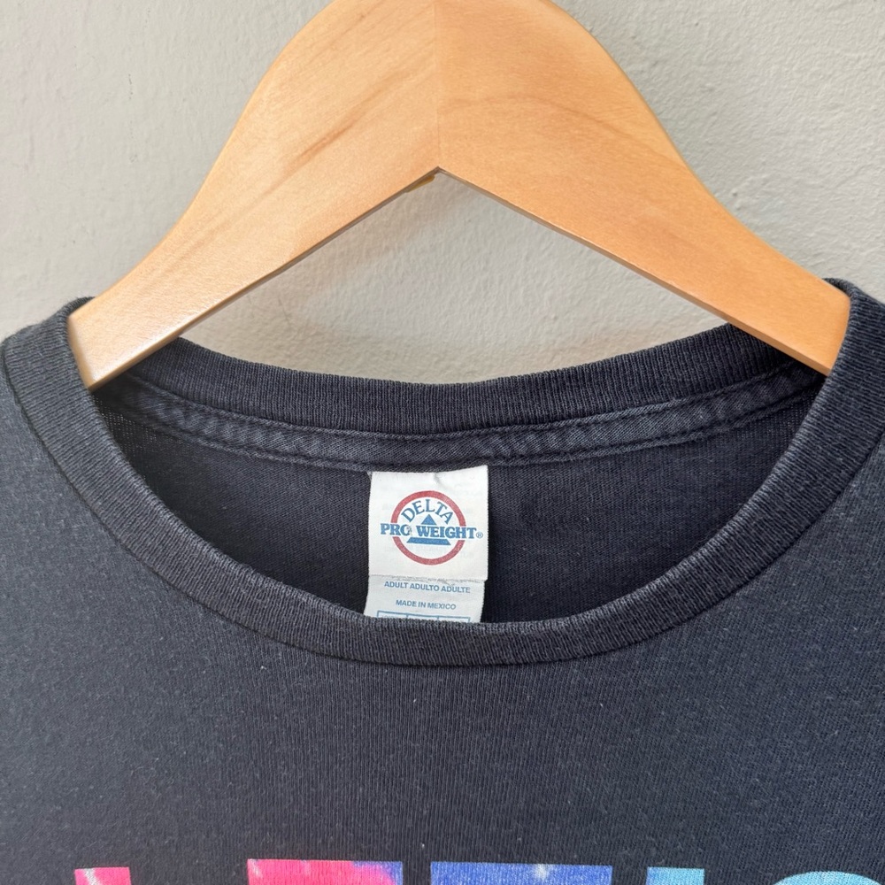 DELTA Unisex “Let’s Get Weird” Graphic Tee Black with Colorful Tie Dye Lettering - Picture 9 of 14